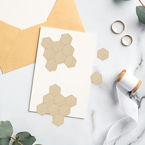 SUPVOX 200Pcs 10MM Beech Wooden Hexagonal Pieces Ornaments, Wood Hexagon Cutouts Embellishment for DIY Wedding Christmas SUPVOX