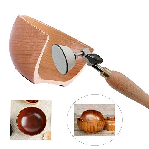 Bowl Sander, Sanding Tool for Woodworking, With 2 Inch and 3inch Hook and Loop Sanding PU Pad and 11.8 Inch Long Hardwood Handle, Total 100 Pcs XQ_PJDX
