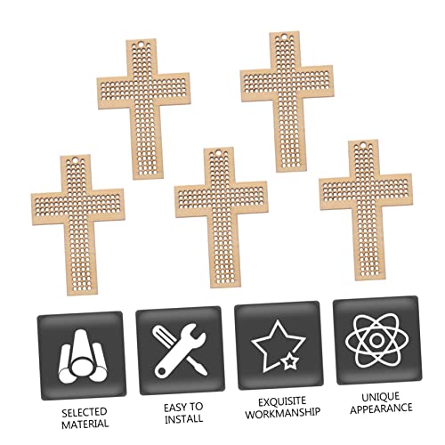 15 Pcs Cross Stitch Wood Pieces Wooden Cross Plate Bookmark Kit Embroidery Frame Wooden Hanging Tags Unfinished Wood Shapes DIY Gift Wooden Cross COHEALI