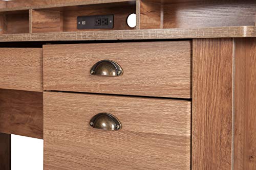 OneSpace Eleanor Executive Desk, Classic Oak OneSpace