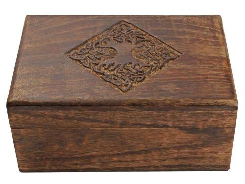 NIRMAN Handmade Wooden Jewellery Trinket Box Keepsake Storage Organizer with Hand Carved Celtic Design NIRMAN