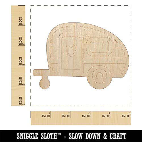Charming Little Camper Camping Outdoor Life Unfinished Wood Shape Piece Cutout for DIY Craft Projects - 1/8 Inch Thick - 4.70 Inch Size Sniggle Sloth