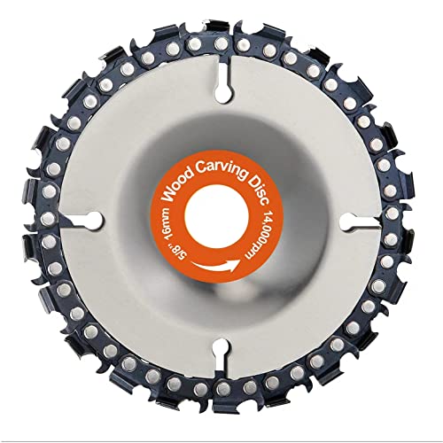 Chainsaw disc/Stump Remover/Stump Grinder/Wood Carving Disc for 4'' or 4"-1/2" Angle Grinder, 5/8" Arbor,Chromium Plating Reinforcement,Shaping and SchuhRia