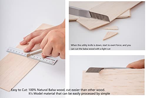 iUoczi 12 Pack Balsa Wood Sheets 1/16 x 4 x 8 Inch Natural Wood Color Unfinished Wood for Crafts Make Models of House Airplane Ship Boat DIY Wooden iUoczi