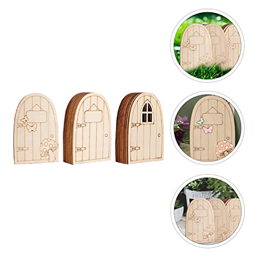 VOSAREA 30Pcs trinkets gnome House Door Window Wood Door Slice Fairy Gnome Door Wood Cutout hut Shape Wood Slice unpainted elf Door House Shaped Wood VOSAREA