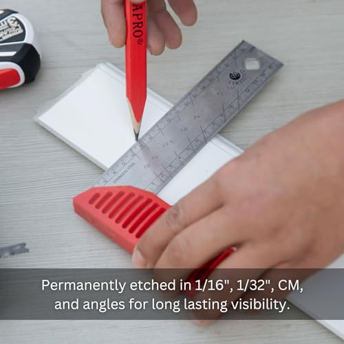 Kapro - 309 LEDGEND Try & Mitre Square - With Stainless Steel Blade & Polycast Handle - Features Beveling Angle Markings, Hands-Free Ledge, Inch and KAPRO