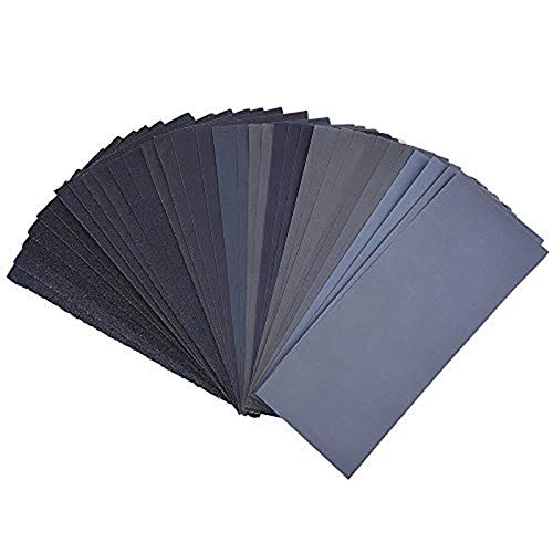120 to 3000 Assorted Grit Sandpaper for Wood Furniture Finishing, Metal Sanding and Automotive Polishing, Dry or Wet Sanding, 9 x 3.6 Inch, 36-Sheet Miady