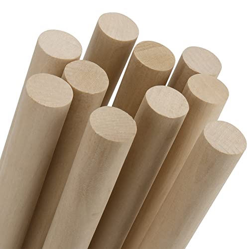 FUNSUEI 30 Pieces 1 x 12 Inch Wooden Dowel Rods, Unfinished Wood Sticks, Natural Round Wood Dowel Sticks Hardwood Sticks for Crafts, DIY Project, FUNSUEI