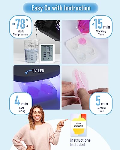 Nicpro UV Resin 1000g, Upgrade Crystal Clear Ultraviolet Epoxy Resin Glue Kit, Low Odor & Quick Curing Sunlight Cure Hard UV Resin for Jewelry Nicpro