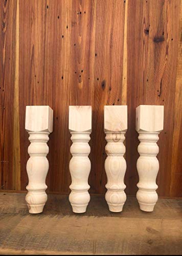 CAROLINA LEG CO. Chunky Pine Dining and Bench Combo - Farmhouse Legs - Set of 4 Dining and Bench Legs - Unfinished - Made in NC CAROLINA LEG CO.