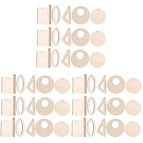 EXCEART 180 Pcs DIY Earrings Unfinished Wooden Earrings Lip Gloss Kits Blank Wood Charms DIY Wooden Earrings Charms Natural Wood Pendants Jewelry EXCEART