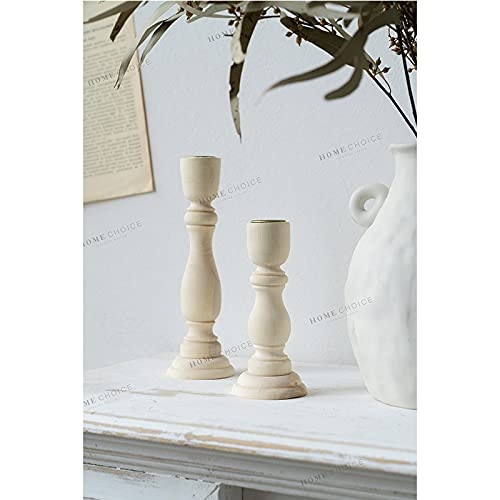 Wooden Candle Holders Set of 3,Unfinished Wood Candlesticks Holders for Taper Candle,Table Centerpieces for Rustic Wedding Party Birthday Home SPETYORT