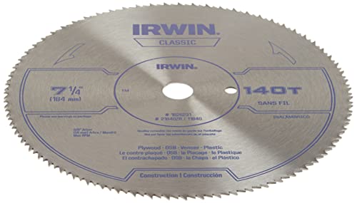 IRWIN Tools Classic Series Steel Corded Circular Saw Blade, 7 1/4-inch, 140T, .087-inch Kerf (11840) Irwin Tools
