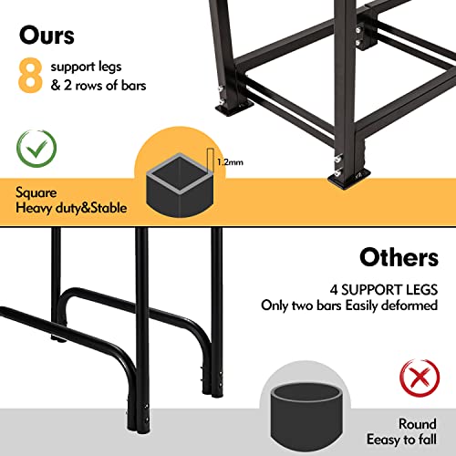 NALONE 4FT Outdoor Firewood Rack with Cover&Carry Bag Heavy Duty Square Strong Stand Rack with Waterproof Cover for Fireplace Fire Pits Wood Pile NALONE