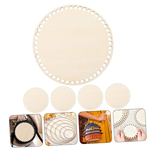 Ciieeo 10 Pcs Woven Bag Base Round Purse Knitted Tote Bag Woven Baskets DIY Wood Bag Bottom Crochet Basket Kit Basket Weaving Kit Wood Crocheting Bag Ciieeo