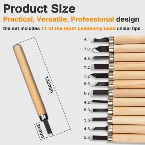 Wood Carving Tools Kit-Premium12pcs SK5 Hand Carving Tools Set,Professional Carving Kits for Beginners, Perfect Carving Knife Set for Carving CarClothes