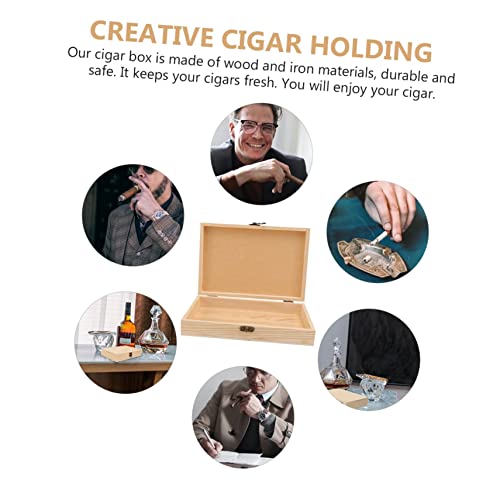 NOLITOY 2 Pcs Storage Box Unfinished Wood Storage Storage Case Locking Chest Wood Tray Jewelry Organizer Case Wood Storage Case Iron With Lock Case NOLITOY