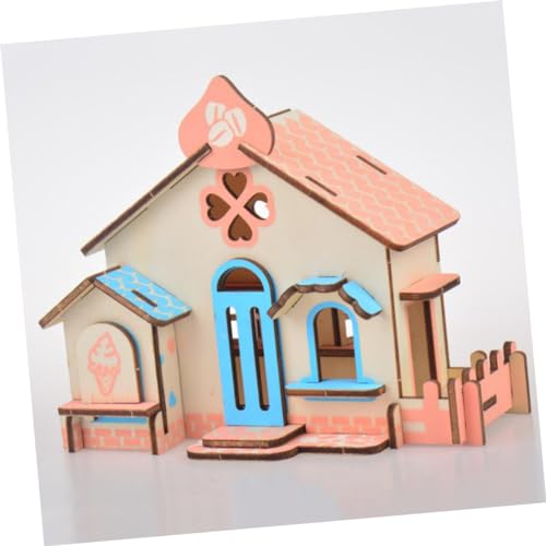 ibasenice D Puzzle 6 Pcs DIY Cabin Wooden Assembling House DIY Wooden Ornament Wooden House Toy DIY Wood Toy Child Puzzle Bamboo Model Office ibasenice