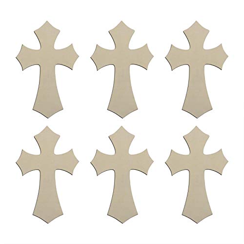 Creaides Wooden Cross DIY Crafts Cutouts Cross Shaped Unfinished Wood Slices Embellishments Ornaments for DIY Projects Halloween Christmas Party Creaides