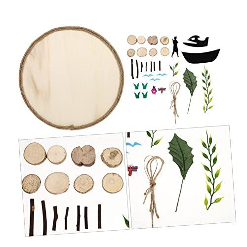 VILLCASE 1 Set DIY Log Painting Natural Wood Slices Painting Kit Unfinished Blank Sign Handmade Wood Painting Kids Toys Kid Craft Wedding Christmas VILLCASE
