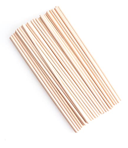 Ruwado 60 Pcs 8 Inch Wooden Dowel Rods Natural Unfinished Wood Hardwood Sticks for Crafting Project DIY Home Decoration Photo Painting Props Cake Ruwado