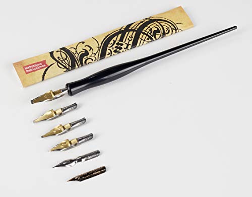 Speedball Calligraphy Pen Set - 1 Penholder w/ 4 Nibs, 2 Pen Tips Speedball