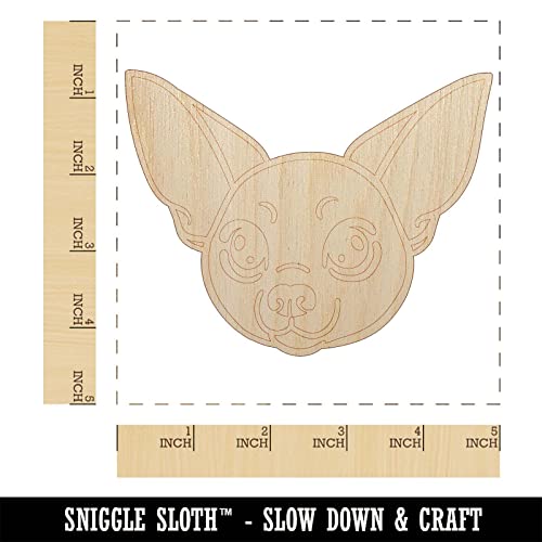 Chihuahua Dog Head Unfinished Wood Shape Piece Cutout for DIY Craft Projects - 1/4 Inch Thick - 4.70 Inch Size Sniggle Sloth