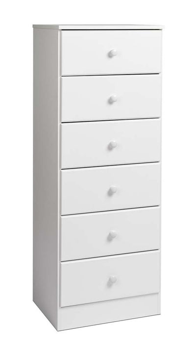 Prepac Astrid Tall White Dresser: 16"D x 20"W x 52"H, 6-Drawer Chest for Bedroom by Prepac - Perfect Chest of Drawers for Ample Storage