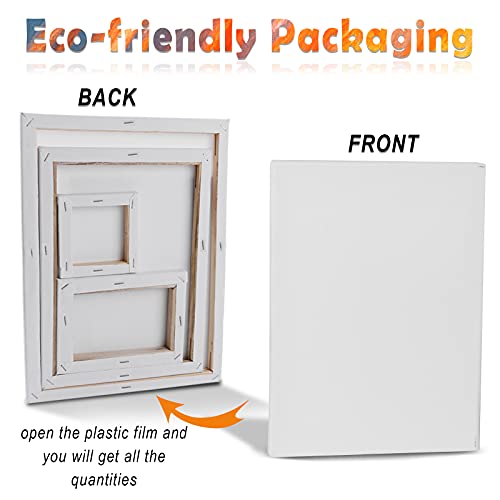 Stretched Canvas for Painting, Multi Size 11x14, 9x12, 8x10, 5x7, 4x4(4 of Each), 20 Packs Primed Blank Canvases, Very Good for Beginners or ESRICH