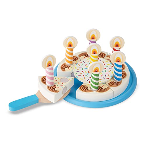 Melissa & Doug Birthday Party Cake - Wooden Play Food With Mix-n-Match Toppings and 7 Candles Melissa & Doug