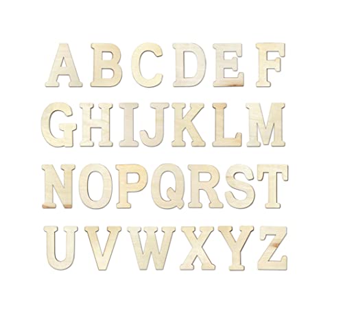 4 Inch 94 Pieces Wooden Letters Unfinished Wood Alphabet Letters for Crafts with Extras,Wall Decor Cregugua