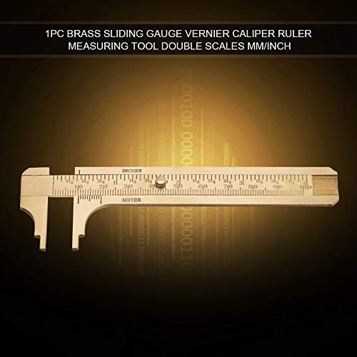 Sliding Gauge Brass Vernier Caliper Ruler Inch Meter MM/Inch Double Scales Caliper Measuring Tool Mini Brass Pocket Ruler Digital Caliper Handy Oumefar