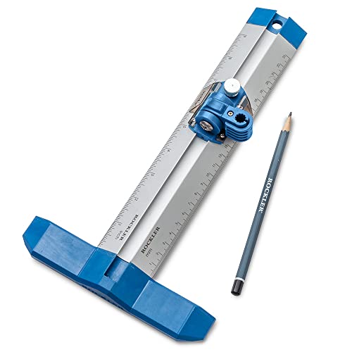 9” Quick Draw Marking Gauge –Single-Handed Measuring and Marking Tools w/Spring-Loaded Scale, Dovetail Keyway - Aluminum Ruler to Mark Mortises & ROCKLER