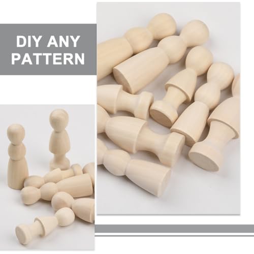 Abaodam Unfinished Blank Wooden Peg Dolls,10pcs Angel Peg Dolls DIY Natural Wood Doll Bodies People Figures Blank Plain Unpainted Puppet for Painting Abaodam