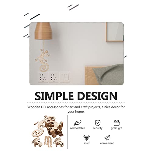 Sewroro Wooden Toys Wooden Flowers 50 Sets Wooden Lizard Cutout Lizard Shape Unfinished Wood Craft Cutouts Wood Gecko to Paint with Ropes for Arts Sewroro