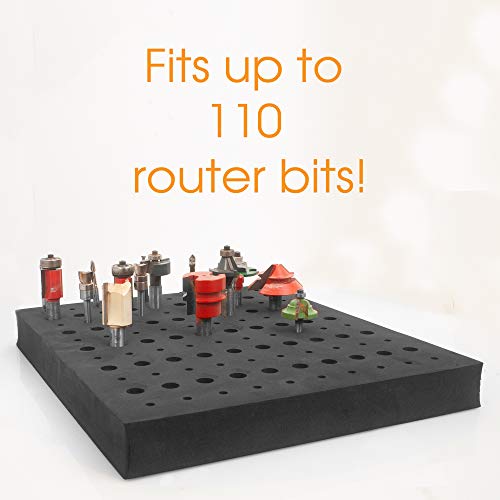 Router Bit Storage Tray - Foam Material for Safe Router Bit Storage, 1-5/16 inch Thick and Stores 60 1/4 inch and 50 1/2 inch Shank Router Bits Peachtree Woodworking Supply