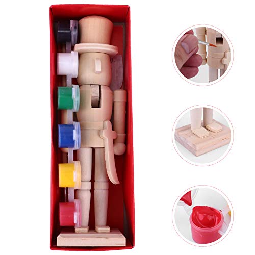 EXCEART Wooden Nutcracker Figures Wooden Unpainted Doll DIY Blank Paint Toy Christmas Nutcracker Soldier for Kids Gift DIY Craft Christmas Decoration EXCEART