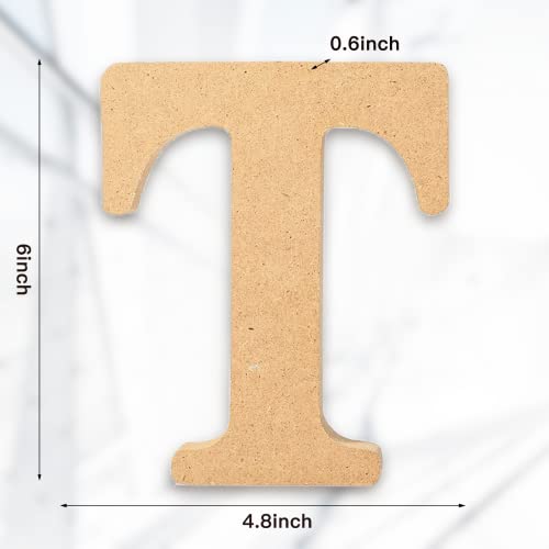 AOCEAN 6 Inch Designable Wood Letters Unfinished Wood Letters for Wall Decor Decorative Standing Letters Slices Sign Board Decoration for Craft Home AOCEAN