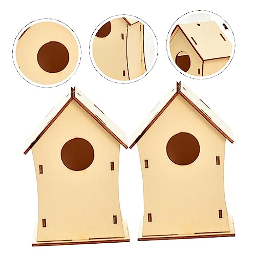 EXCEART 8 Pcs Christmas Wooden House Wood House Decor Birdhouse Kit Unfinished Wooden Bird Houses Christmas Tree Hanging Decoration Miniature Village EXCEART