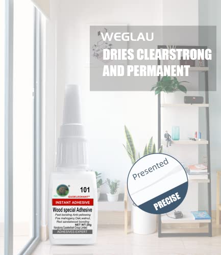 Weglau 20g Wood Glue, Wood Adhesive, Instantly Strong Adhesive for bonding Wood, Instant Super Glue for Wood, Oak, Wooden Furniture, Wooden Product, Weglau