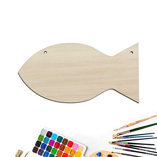 Creaides Fish Wood DIY Crafts Cutouts Wooden Fish Shaped Hanging Ornaments Unfinished Wood Signs with Twines for Wedding Birthday Christmas Party Creaides