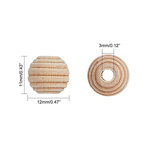 OLYCRAFT 200PCS Threaded Wooden Beads 12mm Beehive Beads Undyed Round Wood Honeycomb Beads Unfinished Threaded Wooden Beehive Spacer Beads Round OLYCRAFT