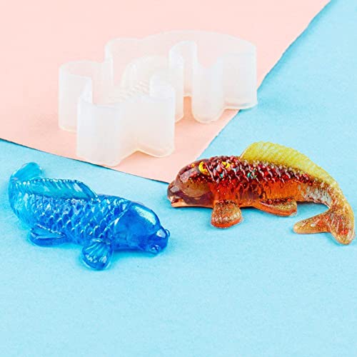 Yayatty Koi Fish Silicone Resin Molds, 5 Pcs Goldfish Fondant Silicone Resin Epoxy Molds for Charms Making Jewelry Home Decoration N\A