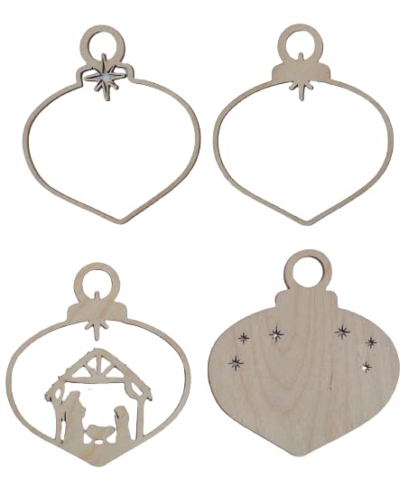 Nativity Door Sign 4 Pieces Laser Cut Out Unfinished RND62 The Wood Shape Store