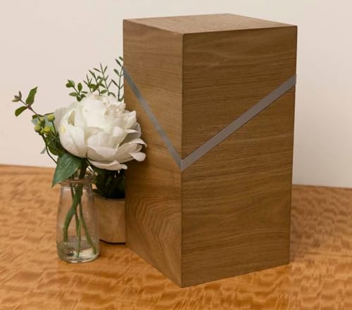Deering Moments Modern Decorative Cremation Urn for Human Ashes, Wood Urn for Human Ashes, Extra Large Holds up to 350lb pre Cremation Weight Deering Moments