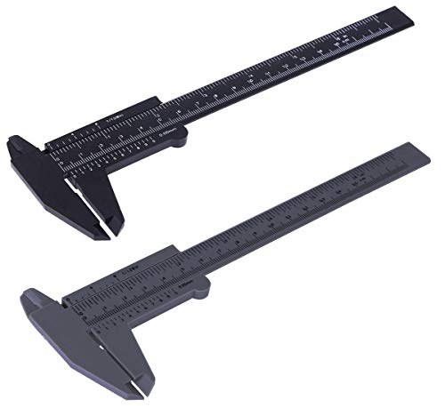 Penta Angel 2Pcs Plastic Caliper Inch/Metric 6Inch 150mm Mini Caliper Double Scale Ruler Measuring Tool for Student (Gray and Black) PENTA ANGEL