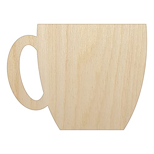 Coffee Mug Cup Solid Unfinished Wood Shape Piece Cutout for DIY Craft Projects - 1/8 Inch Thick - 6.25 Inch Size Sniggle Sloth