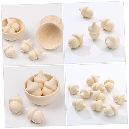 VILLCASE 60 pcs Woody Acorn Unfinished Wood Toys peg Dolls Acorns Wood Acorn Toy Mini Acorn Toys Unfinished Wood Crafts Home Supplies Wood Toys for VILLCASE
