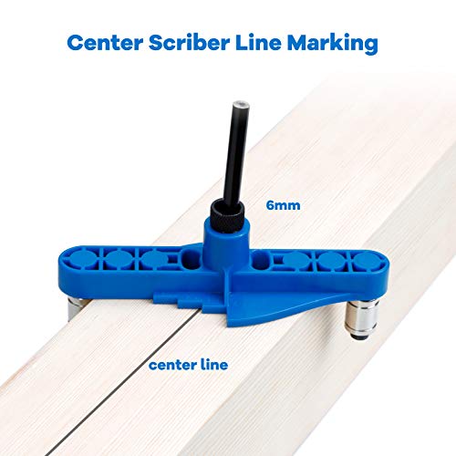 CABINAHOME 74 pcs handheld dowel jig kit 2 in 1 Center Scriber Line doweling hole jig with Wood Dowels Pins Drill Bits for Woodworking Drilling and CABINAHOME