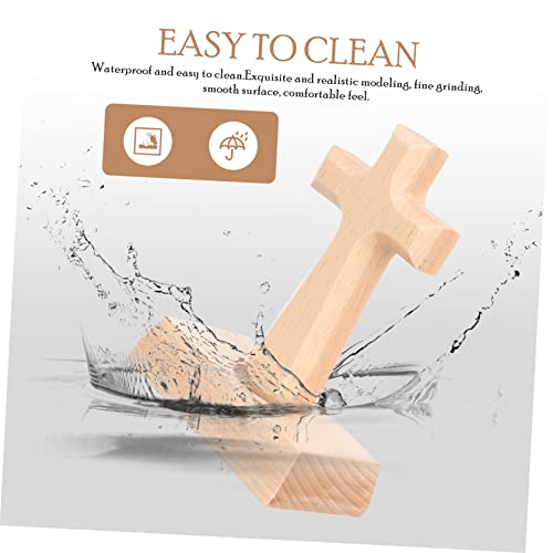 Yardenfun 2pcs Christian Cross Stand up Cross Desktop Cross Decorations Crucifix Handheld Cross Jesus Cross Charms Wooden Cross Ornament Wood Cross Yardenfun